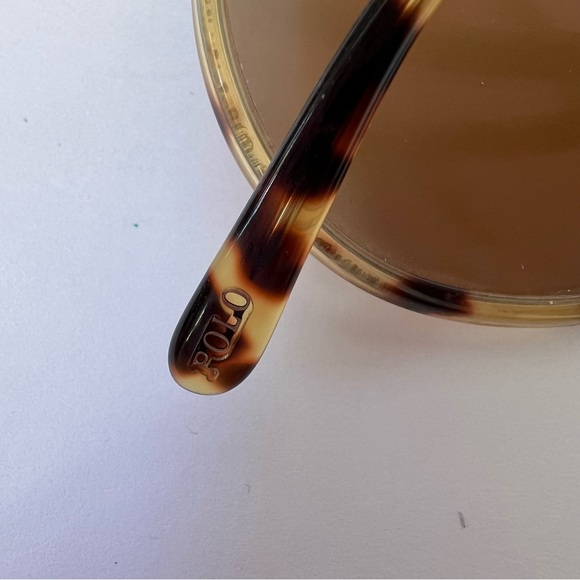 Polo Ralph Lauren Yellow Tortoise Round Sunglasses 103197 Lightweight - Picture 3 of 8